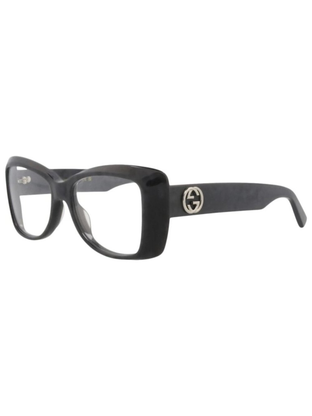 New Gucci Women's Eyeglasses Square Rectangle Recycled Acetate Frame Black Black